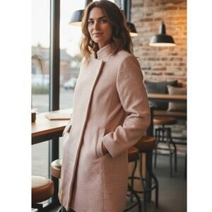Zara Fashions Womens Pink & White Tweed
Overcoat Jacket - Size Large